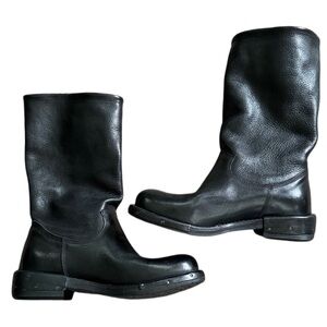 NEW Italian Leather Moto Boot Black Size 36 *fits like a size 5